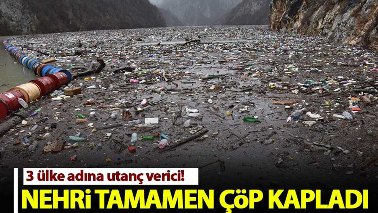 Drina Nehri'nin yüzeyi çöp ve atıklarla kaplandı