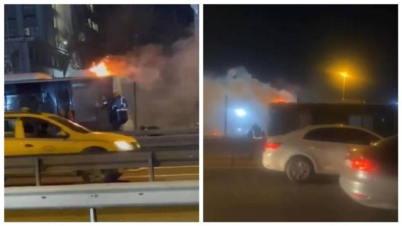 Bakırköy'de metrobüs yangını!