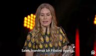 Törene katılamayan Filistinli oyuncunun adına ödülü alan yönetmeni, Gazze'deki katliama sessiz kalmadı