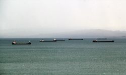 Yük gemileri fırtına nedeniyle Sinop doğal limanına demirledi