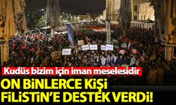On binlerce kişi Fatih Camii avlusunda Filistin'e destek verdi