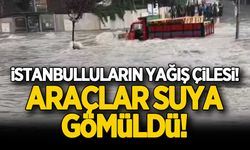 İstanbul'da yoğun yağış sebebiyle su baskınları yaşandı! Araçlar suya gömüldü...
