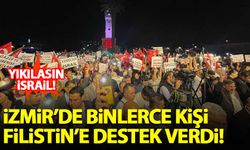İzmir'de binlerce kişi Filistin'e destek için toplandı