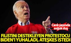 Filistin'i destekleyen protestocu, canlı yayında Joe Biden'ı yuhaladı! Ateşkes istedi