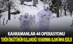 Kahramanlar-44 operasyonu: Terör örgütünün 18 barınma alanı imha edildi