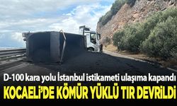 Kocaeli'de tır devrildi, İstanbul istikameti ulaşıma kapandı