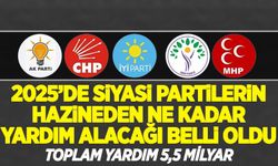 2025'te partilerin Hazine'den alacağı yardımlar belli oldu