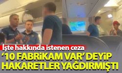 '10 fabrikam var' deyip, kabin görevlilerine küfreden saldırgan hakkında istenen ceza belli oldu