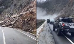 Artvin'de heyelan! Yol ulaşıma kapandı
