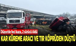 Kar küreme aracı ve tır köprüden düştü, 2 sürücü öldü