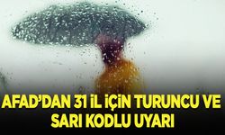 AFAD'dan 31 il için turuncu ve sarı kodlu uyarı