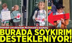 İrlandalı çocuklardan, McDonald's'ın önünde boykot : Burada soykırım destekleniyor.