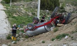 Burdur'da şarampole devrilen traktörün sürücüsü hayatını kaybetti