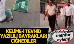 Hindular, Kelime-i Tevhid yazılı bayrağı çiğnedi!