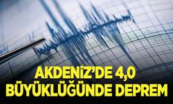 Akdeniz'de 4 büyüklüğünde deprem