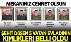 Irak'ın kuzeyinde şehit olan 5 askerin kimlikleri belli oldu