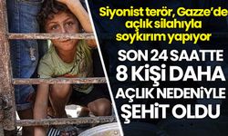 Siyonist terörün ablukasındaki Gazze'de son 24 saatte 8 kişi daha açlıktan şehit oldu