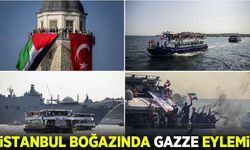 İstanbul Boğazı'nda deniz konvoyuyla Gazze eylemi