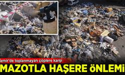 İzmir'de toplanmayan çöplere karşı mazotla haşere önlemi