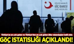 Göç istatistikleri açıklandı! Türkiye'ye en çok gelen ve Türkiye'den en çok giden ülke vatandaşları belli oldu