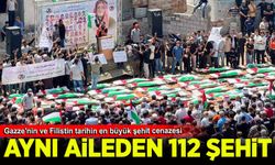 Gazze'nin ve Filistin tarihin en büyük şehit cenazesi, aynı aileden 112 kişi şehit oldu