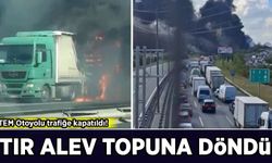 TEM Otoyolu kilit: Seyir halindeki tır alev alev yandı