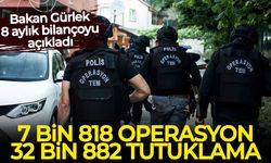 Bakan Gürlek 8 aylık bilançoyu açıkladı: 7 bin 818 operasyon, 32 bin 882 tutuklama