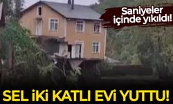 Sakarya'da sağanak nedeniyle dere kenarındaki iki katlı ev yıkıldı