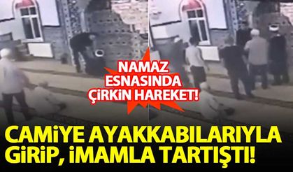 Camiye ayakkabıyla girip, imamla tartışan şahıs tepki çekti