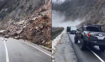 Artvin'de heyelan! Yol ulaşıma kapandı
