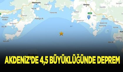 Akdeniz'de 4,5 büyüklüğünde deprem