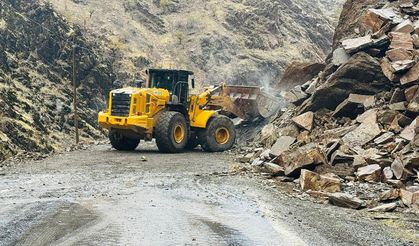 Şırnak'ta şiddetli yağış sonrası dev kayalar yola düştü