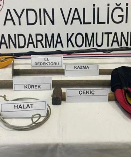Aydın'da kaçak kazı yapan 3 kişi suçüstü yakalandı