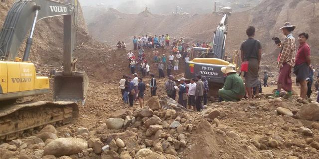 Myanmar'da madende meydana gelen heyelanda en az 70 kişi kayboldu