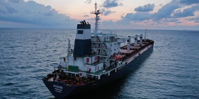 Tahıl yüklü gemi Çanakkale Boğazı'na ulaştı