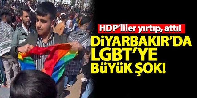 Diyarbakır'da LGBT bayrağını yırtıp, attılar!