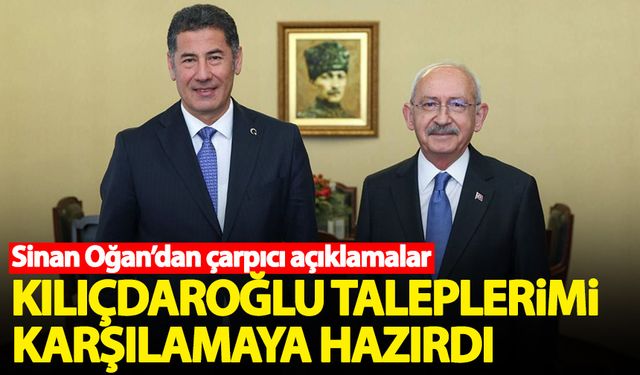 Sinan Oğan'dan Kılıçdaroğlu açıklaması: Taleplerimi karşılamaya hazırdı