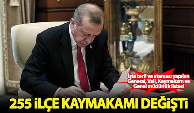 Başkan Erdoğan'dan yeni atama kararları! 255 ilçe kaymakamı değişti