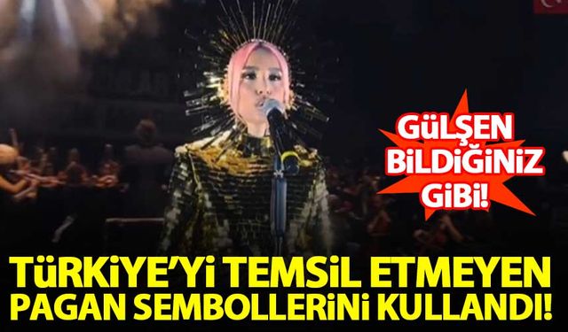 Gülşen, İstiklal Marşı'nı okudu! Türkiye'yi temsil etmeyen pagan semboller...