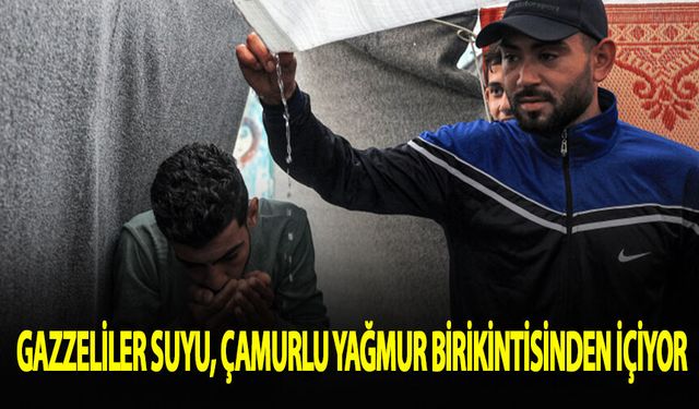 Gazzeliler suyu, çamurlu yağmur birikintilerinden içiyor