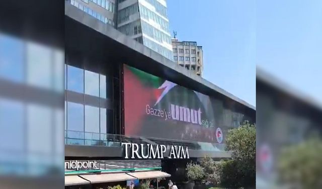 Trump AVM'de Filistin'e destek yürüyüşü reklamı