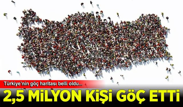 Türkiye'de geçen yıl yaklaşık 2,5 milyon kişi iller arasında göç etti