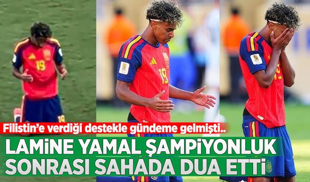 Şampiyonluk sonrası duygulandıran kare: Lamine Yamal sahada dua etti