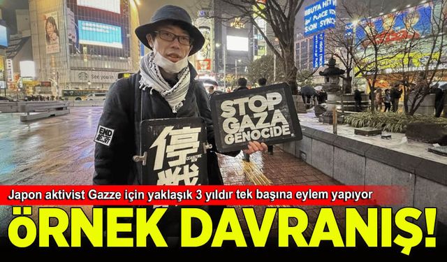 Japon aktivist Gazze için yaklaşık 3 yıldır tek başına eylem yapıyor