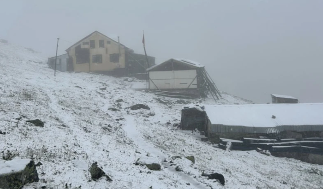 Sezonun ilk karı Rize'deki Tahpur Yaylası'na yağdı
