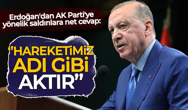 Erdoğan'dan AK Parti'ye yönelik saldırılara net cevap: Hareketimiz adı gibi aktır
