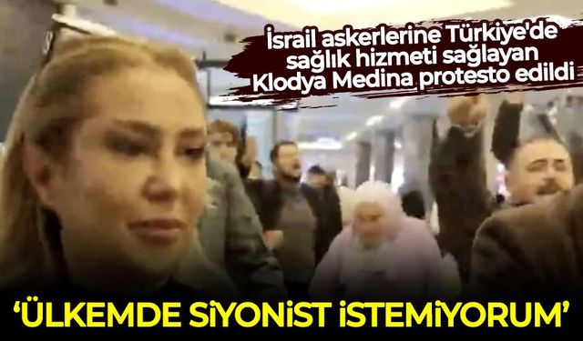 Siyonist İsrail askerlerine Türkiye'de sağlık hizmeti sağlayan Klodya Medina protesto edildi
