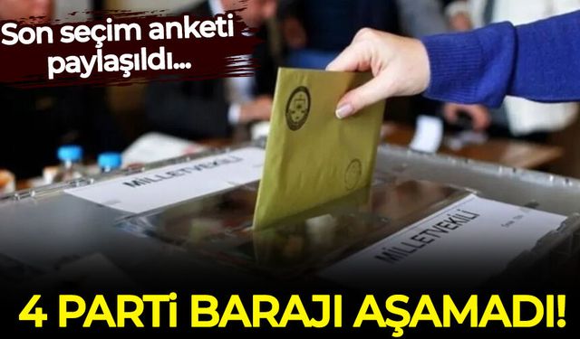 Son seçim anketi paylaşıldı: 4 parti barajı geçemedi