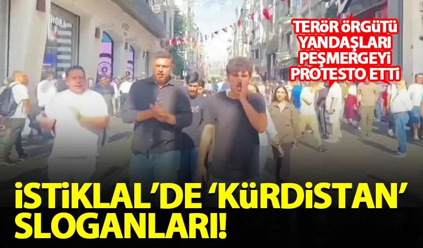 İstiklal'de terör örgütü PKK yandaşlarından 'Kürdistan' sloganları!