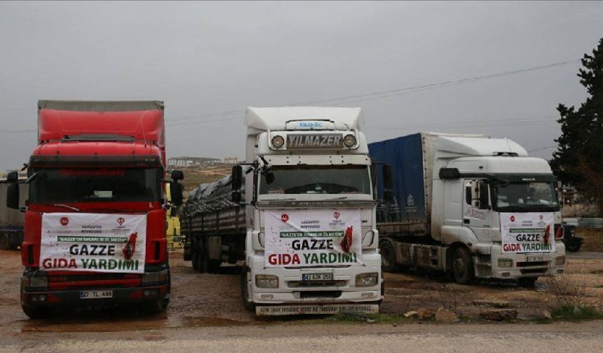 Gaziantep'ten Gazze'ye 10 tır gıda yardımı